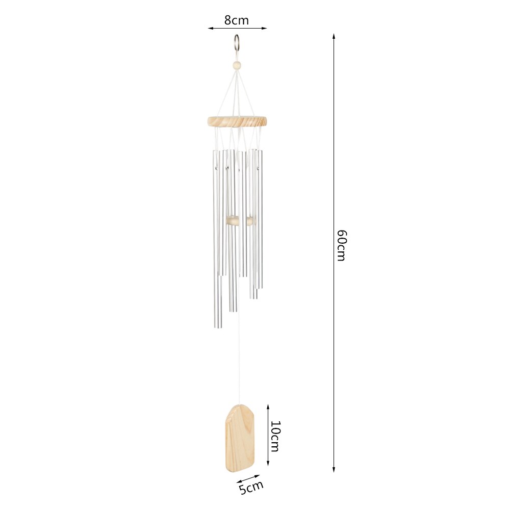 Silver 6 Tube Wind Chime Chapel Bells - stevesdecorandpets