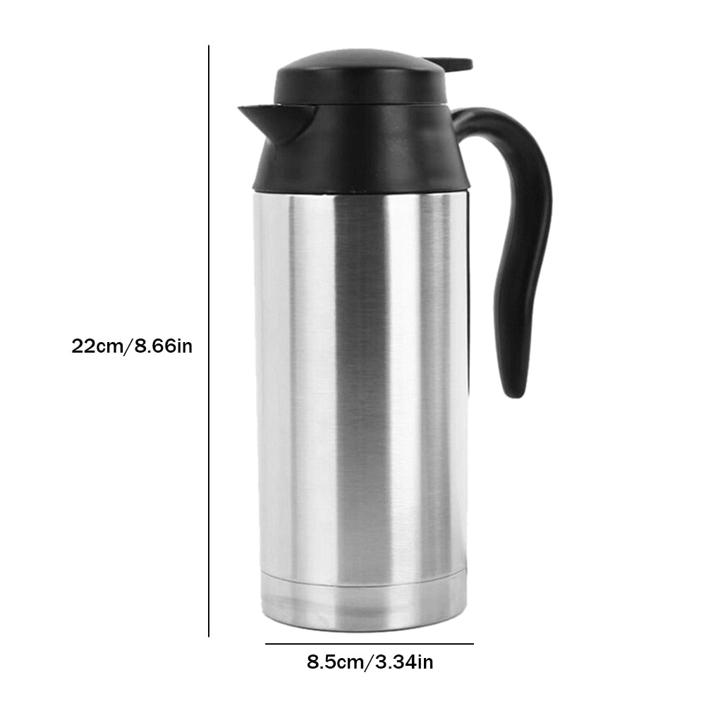 12/24V Car Electric Kettle 750ml Heating Travel Cup Automatic Shut Off Stainless Steel Boil Dry Protection Quick Boiling - stevesdecorandpets