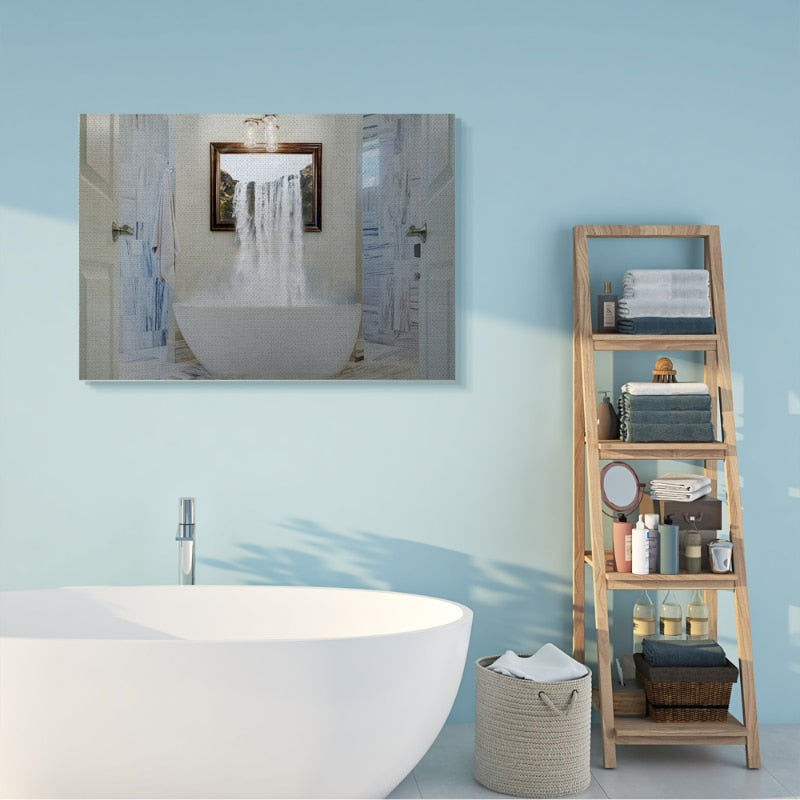 Waterfall Abstract Bathroom Photograph Canvas Wall Art - stevesdecorandpets