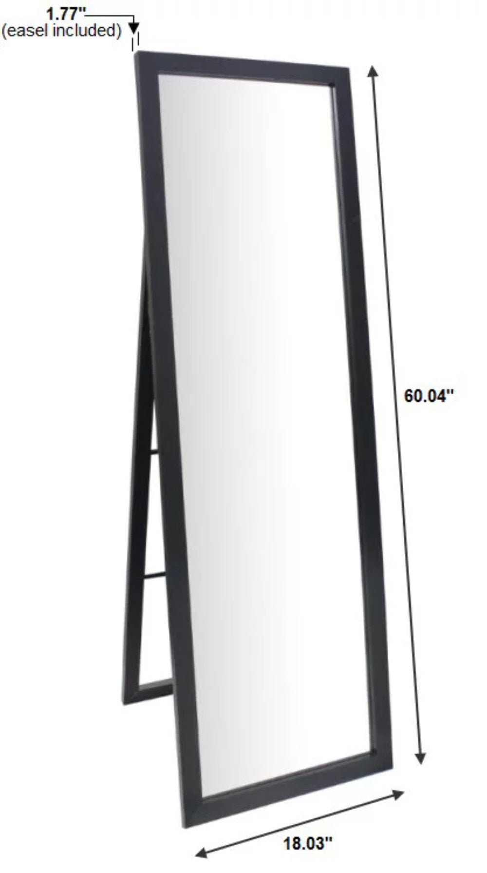 Full Length Mountable 60" Rectangular Standing Mirror, Black - stevesdecorandpets