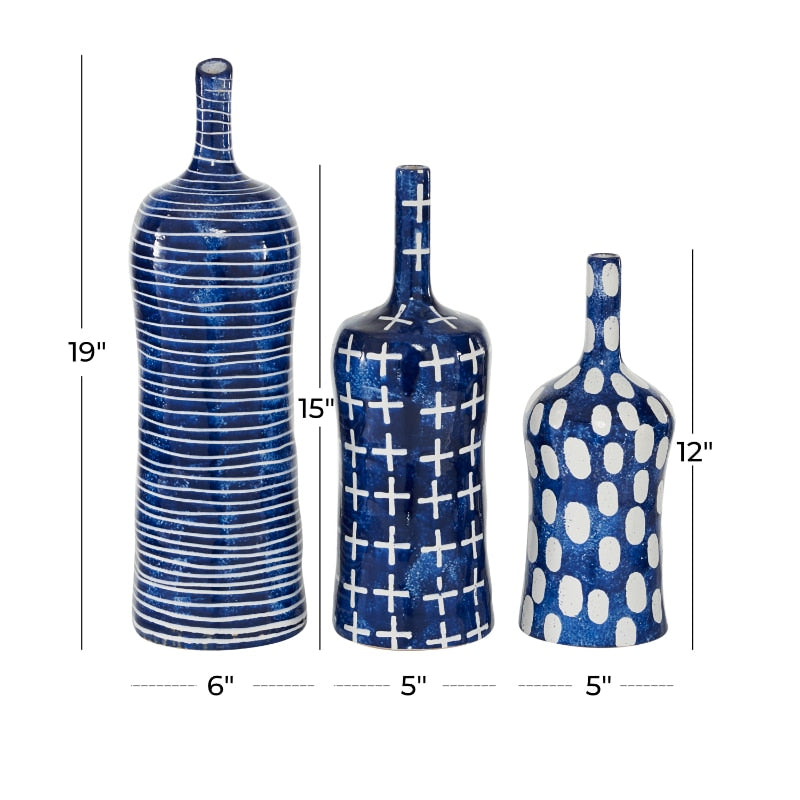 12", 15", 19"H Blue Ceramic vases - stevesdecorandpets