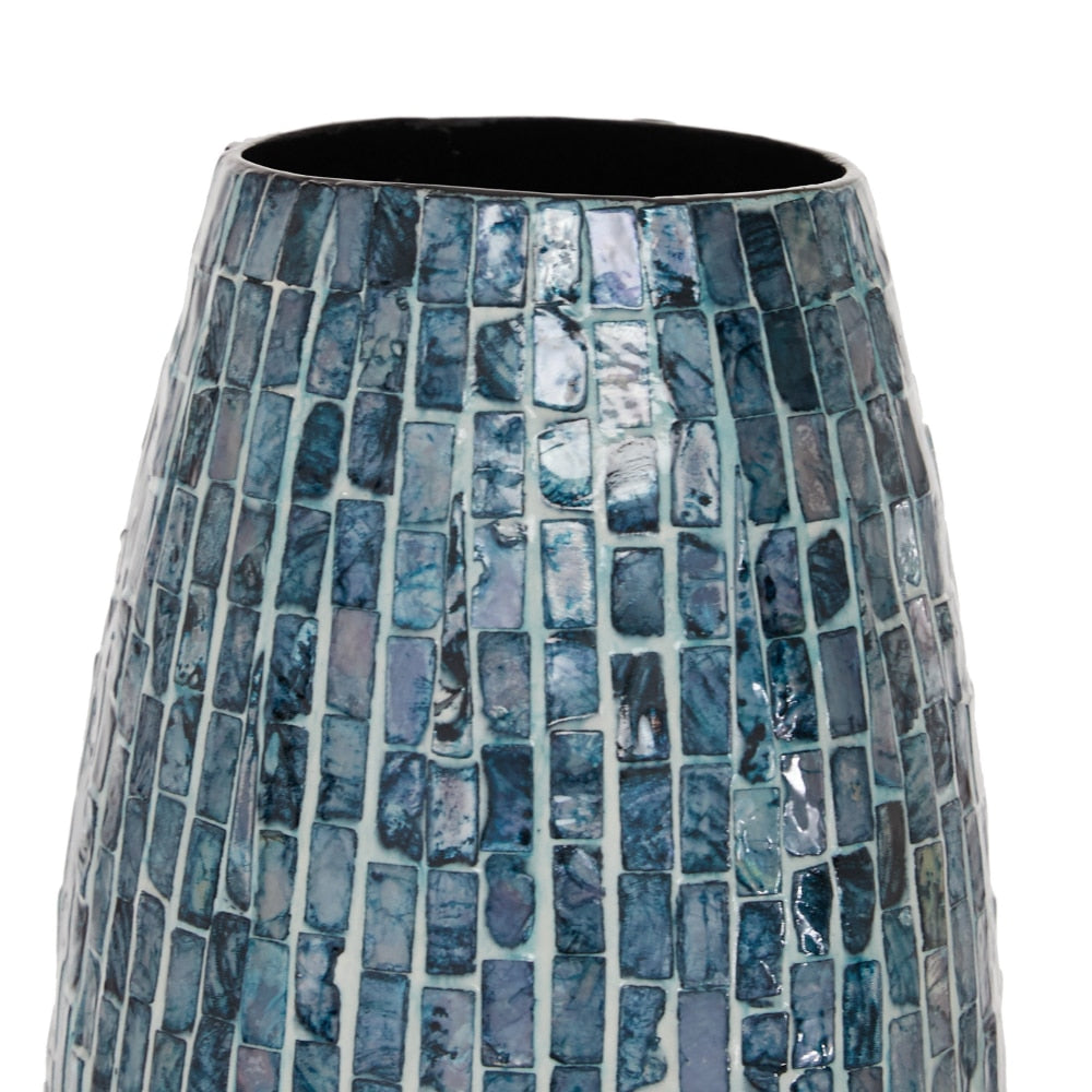 BOUSSAC 19" Handmade Blue Mother of Pearl Vase, - stevesdecorandpets