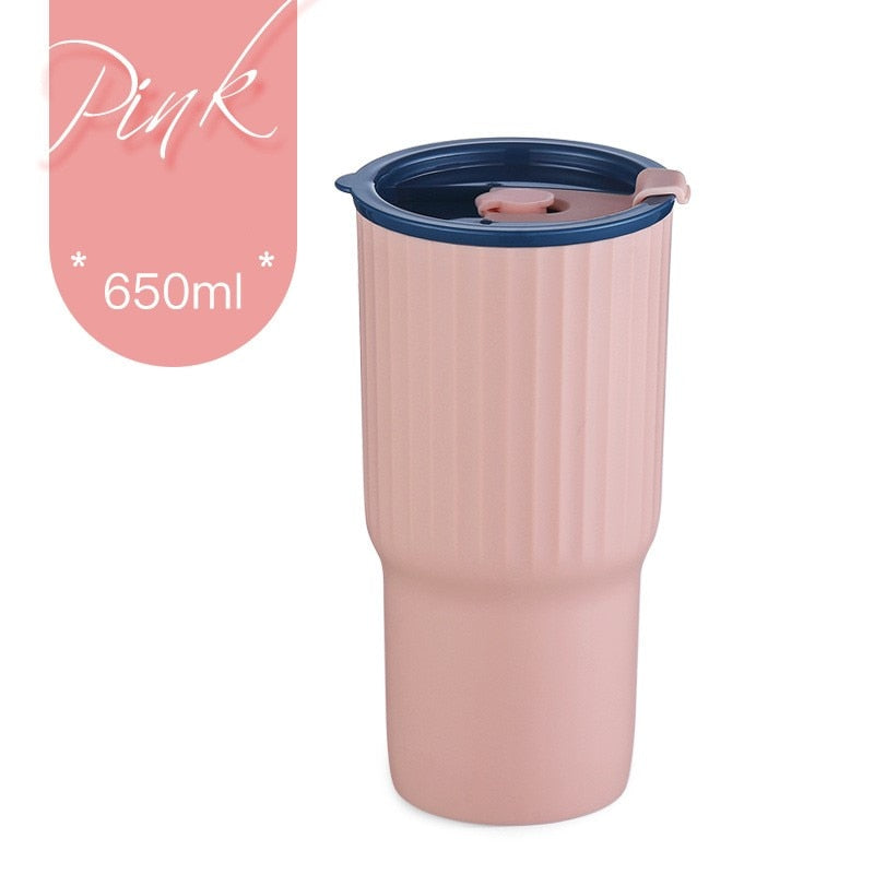 650ml  Water Cup Silicone Lids Coffee Cup - stevesdecorandpets