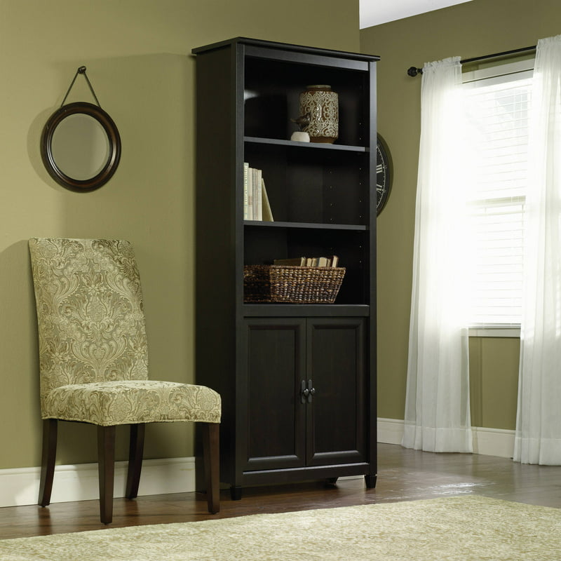 Library Bookcase with Doors, Estate Black - stevesdecorandpets
