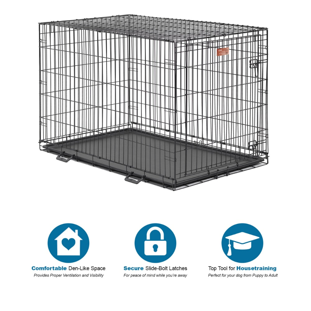 Dog  Kennel  Folding Double Door Metal Dog Crate 48" ICRATE D - stevesdecorandpets