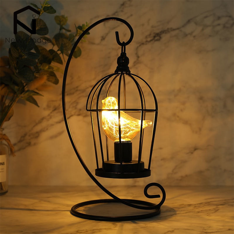 Birdcage Table Lamp Hanging Lantern Candlestick - stevesdecorandpets