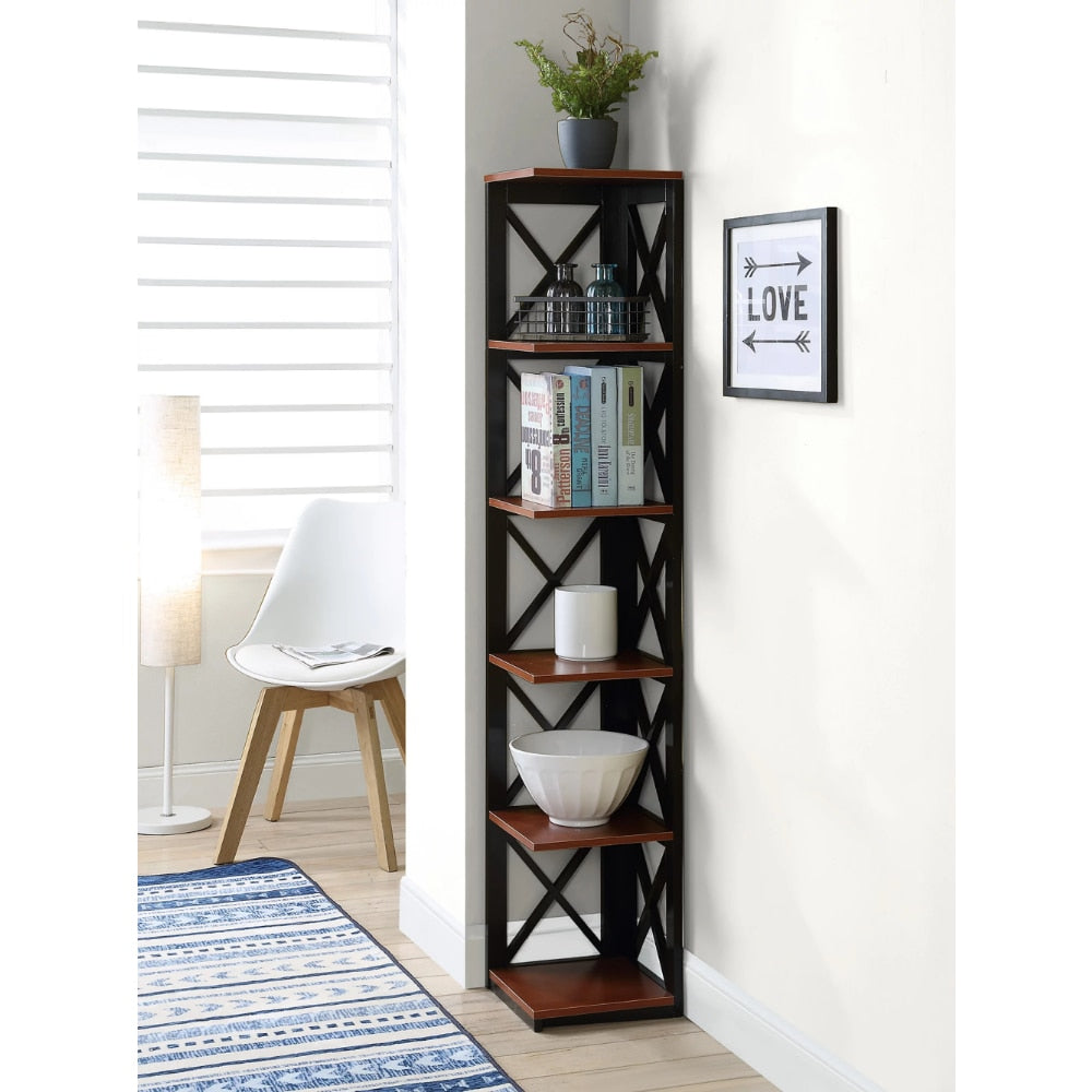 5-Tier Corner Bookcase, White - stevesdecorandpets