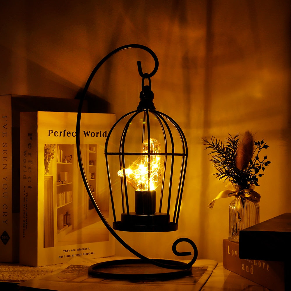 Birdcage Table Lamp Hanging Lantern Candlestick - stevesdecorandpets