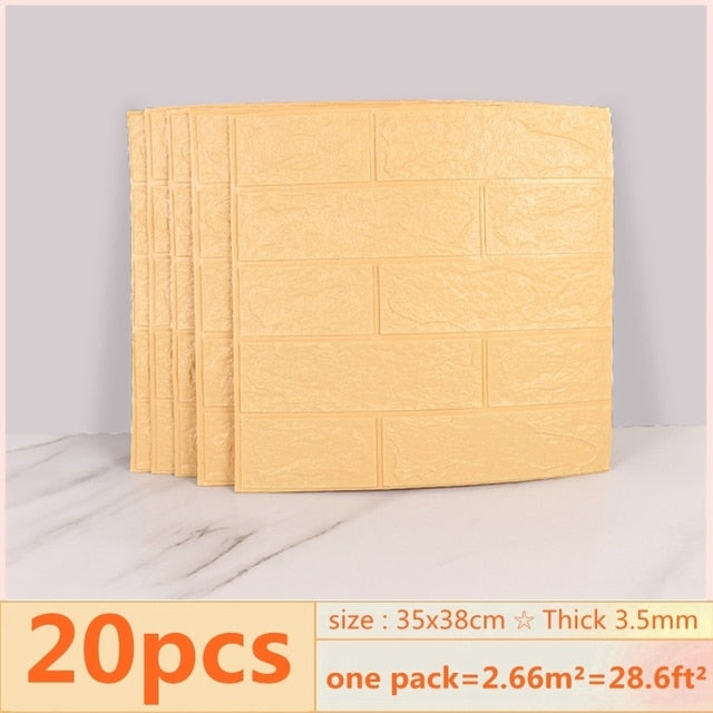 20pcs 3D Wall Decal Wallpaper  XPE Foam  Self Adhesive Brick Sticker - stevesdecorandpets