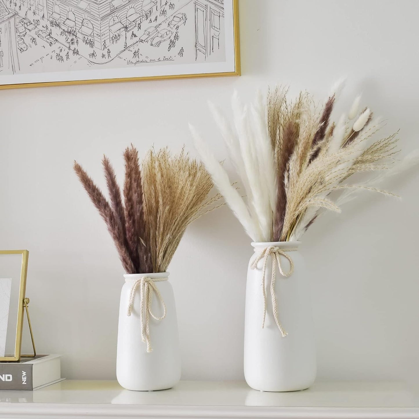 Flower Vases  Home Decor  White Grass - stevesdecorandpets