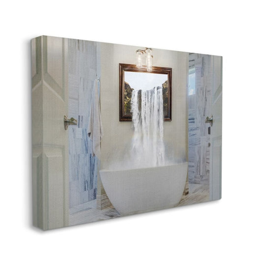 Waterfall Abstract Bathroom Photograph Canvas Wall Art - stevesdecorandpets