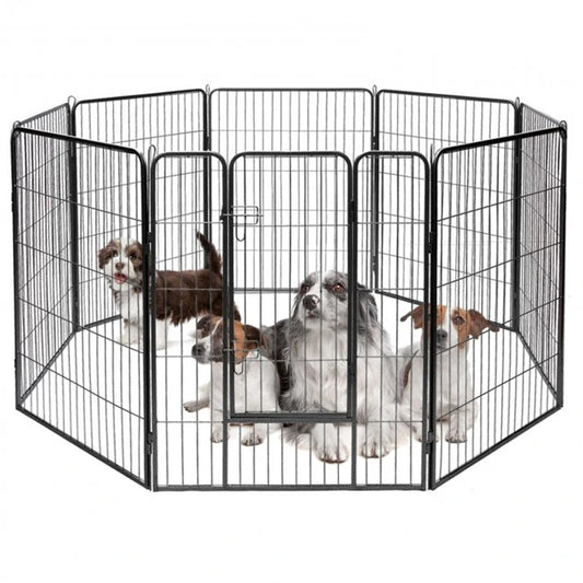 40 Inch 8 Metal Panel Heavy Duty Pet Playpen with Door for Indoor Outdoor Exercise - stevesdecorandpets