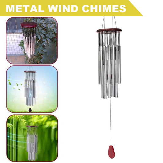 Silver Tube Wind Chime Aluminum 27 Tubes Metal - stevesdecorandpets